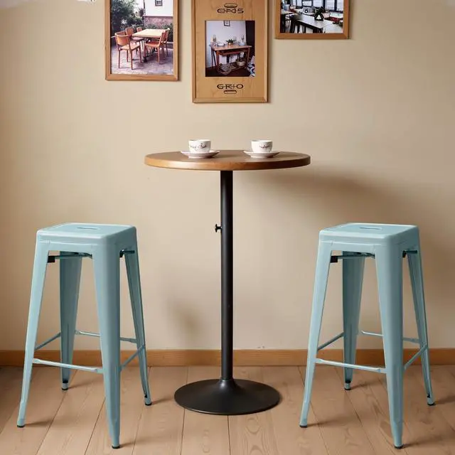 Alt view image 2 of 7 - 30 Inch Metal Bar Stools Set of 4, Counter Height Stools, Industrial Bar Chairs Patio Stool Stackable Stool for Kitchen/Dining Room/Indoor Outdoor(Blue, 30'' Backless)
