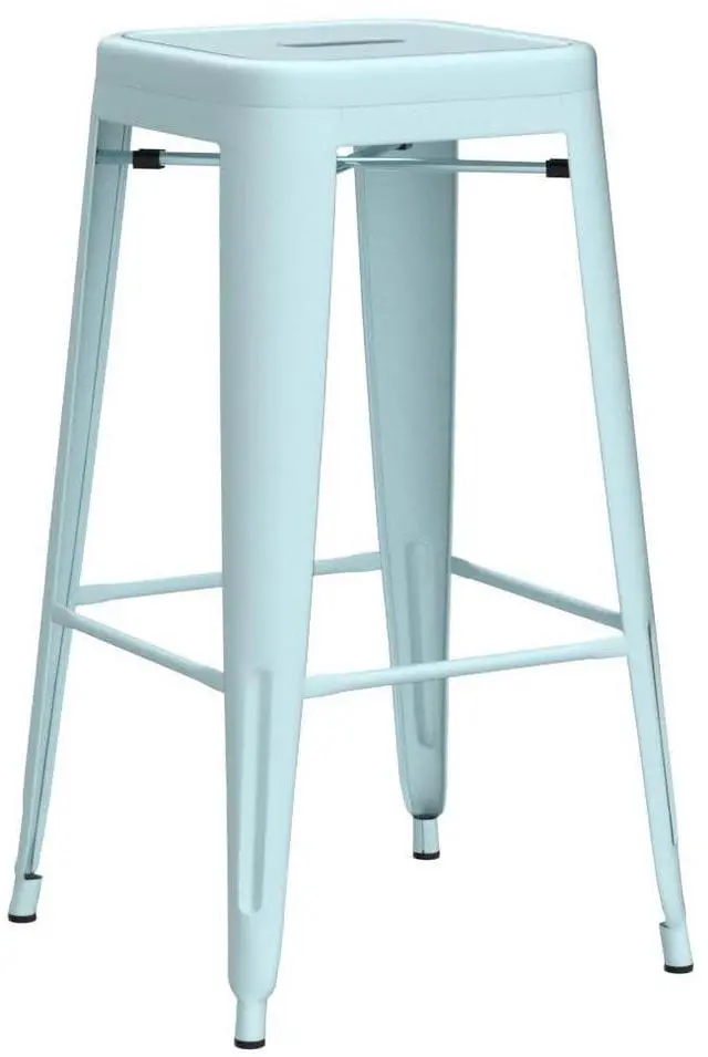 Alt view image 6 of 7 - 30 Inch Metal Bar Stools Set of 4, Counter Height Stools, Industrial Bar Chairs Patio Stool Stackable Stool for Kitchen/Dining Room/Indoor Outdoor(Blue, 30'' Backless)