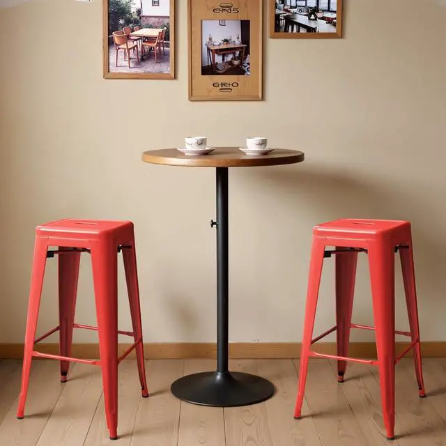 Alt view image 2 of 7 - 30 Inch Metal Bar Stools Set of 4, Counter Height Stools, Industrial Bar Chairs Patio Stool Stackable Stool for Kitchen/Dining Room/Indoor Outdoor(Red, 30'' Backless)