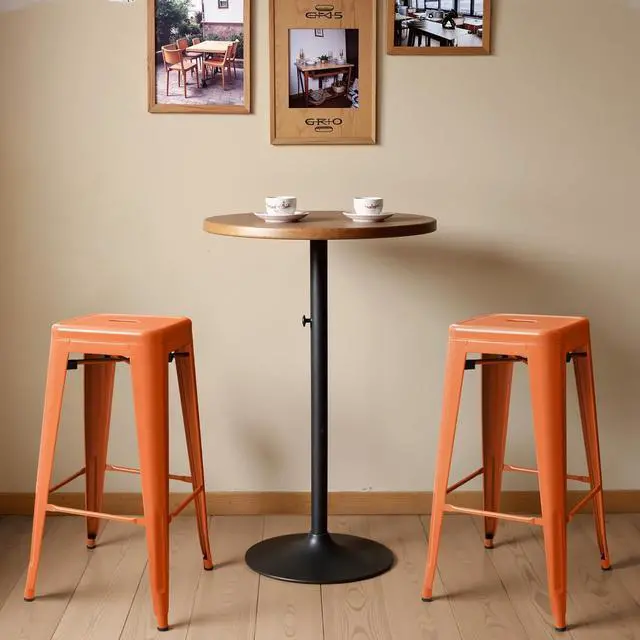 Alt view image 2 of 7 - 30 Inch Metal Bar Stools Set of 4, Counter Height Stools, Industrial Bar Chairs Patio Stool Stackable Stool for Kitchen/Dining Room/Indoor Outdoor(Orange, 30'' Backless)
