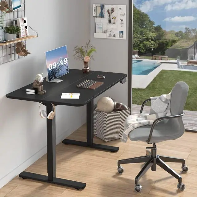 Alt view image 2 of 7 - Electric Height Adjustable Standing Desk Large 48 x 24 Inches Sit Stand up Desk Home Office Computer Desk Memory Preset with T-Shaped Metal Bracket, Black