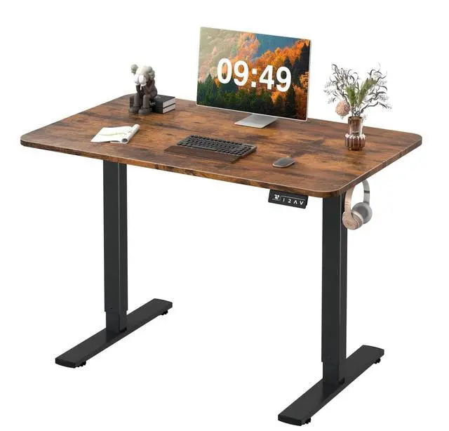 Main image of Electric Height Adjustable Standing Desk Large 40 x 24 Inches Sit Stand up Desk Home Office Computer Desk Memory Preset with T-Shaped Metal Bracke, Brown