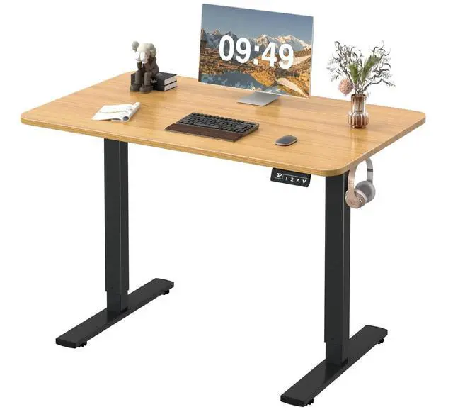 Main image of Electric Height Adjustable Standing Desk Large 40 x 24 Inches Sit Stand up Desk Home Office Computer Desk Memory Preset with T-Shaped Metal Bracket, Maple