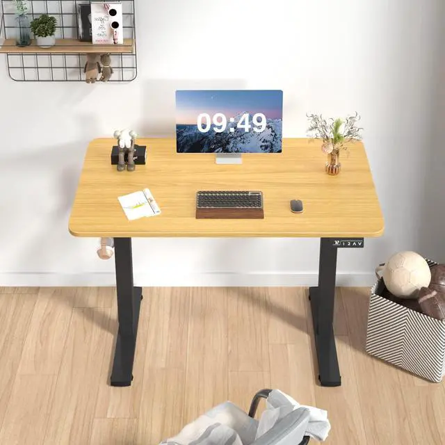 Alt view image 4 of 7 - Electric Height Adjustable Standing Desk Large 40 x 24 Inches Sit Stand up Desk Home Office Computer Desk Memory Preset with T-Shaped Metal Bracket, Maple