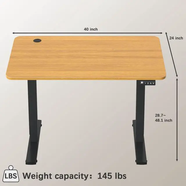 Alt view image 7 of 7 - Electric Height Adjustable Standing Desk Large 40 x 24 Inches Sit Stand up Desk Home Office Computer Desk Memory Preset with T-Shaped Metal Bracket, Maple