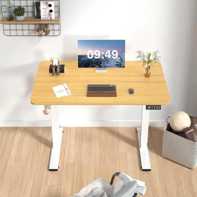 Alt view image 4 of 7 - Electric Height Adjustable Standing Desk Large 40 x 24 Inches Sit Stand up Desk Home Office Computer Desk Memory Preset with T-Shaped Metal Bracket, Wood