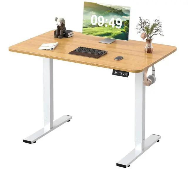 Main image of Electric Height Adjustable Standing Desk Large 40 x 24 Inches Sit Stand up Desk Home Office Computer Desk Memory Preset with T-Shaped Metal Bracket, Wood