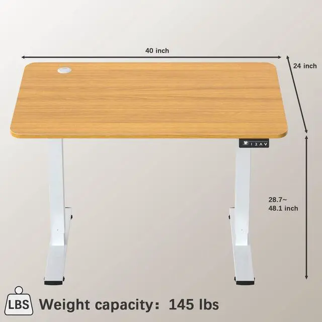 Alt view image 7 of 7 - Electric Height Adjustable Standing Desk Large 40 x 24 Inches Sit Stand up Desk Home Office Computer Desk Memory Preset with T-Shaped Metal Bracket, Wood