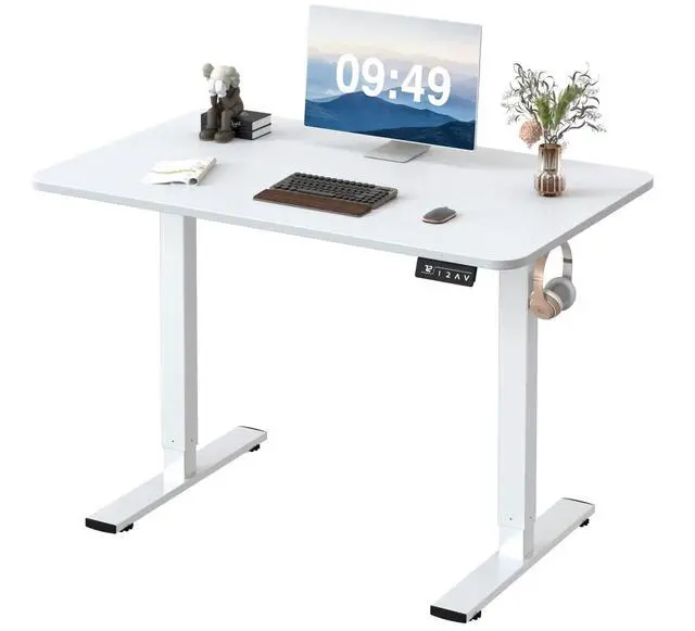 Main image of Electric Height Adjustable Standing Desk Large 40 x 24 Inches Sit Stand up Desk Home Office Computer Desk Memory Preset with T-Shaped Metal Bracket, White