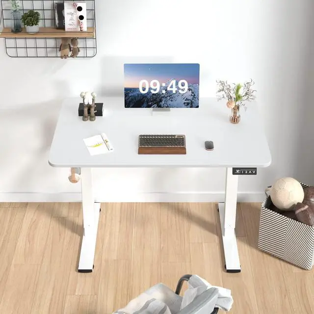 Alt view image 4 of 7 - Electric Height Adjustable Standing Desk Large 40 x 24 Inches Sit Stand up Desk Home Office Computer Desk Memory Preset with T-Shaped Metal Bracket, White