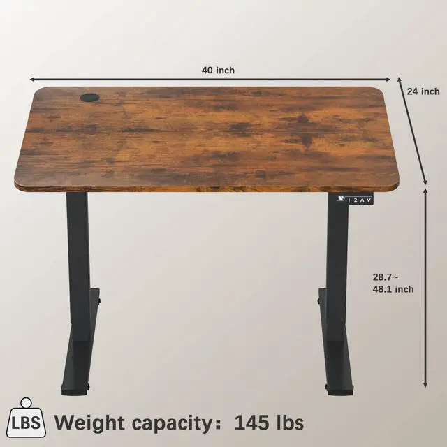 Alt view image 7 of 7 - Electric Height Adjustable Standing Desk Large 40 x 24 Inches Sit Stand up Desk Home Office Computer Desk Memory Preset with T-Shaped Metal Bracke, Brown