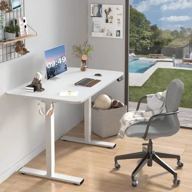 Alt view image 2 of 7 - Electric Height Adjustable Standing Desk Large 40 x 24 Inches Sit Stand up Desk Home Office Computer Desk Memory Preset with T-Shaped Metal Bracket, White