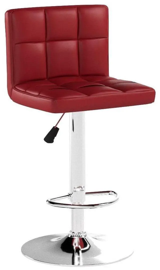 Alt view image 4 of 7 - Bar Stools Modern Pu Leather Swivel Adjustable Hydraulic Bar Stool Square Counter Height Stool Set of 2 (Wine Red)