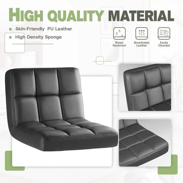 Alt view image 6 of 7 - Bar Stools Modern Pu Leather Swivel Adjustable Hydraulic Bar Stool Square Counter Height Stool Set of 2 (Gray)