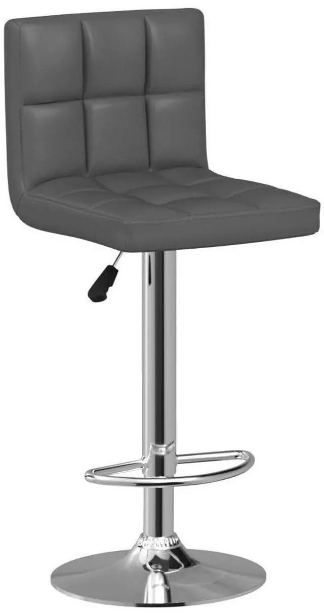 Alt view image 4 of 7 - Bar Stools Modern Pu Leather Swivel Adjustable Hydraulic Bar Stool Square Counter Height Stool Set of 2 (Gray)