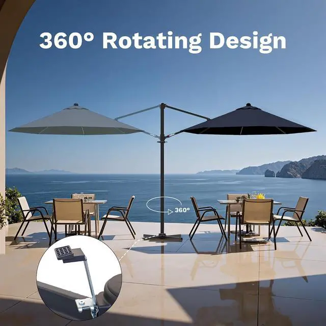 Alt view image 3 of 7 - 10ft Cantilever Patio Umbrella, Round Large Outdoor Umbrella with 360-Degree Rotation, Hanging Offset Market Sun Umbrella, Easy Tilt and Heavy-Duty Frame, for Patio Backyard Garden, Navy Blue