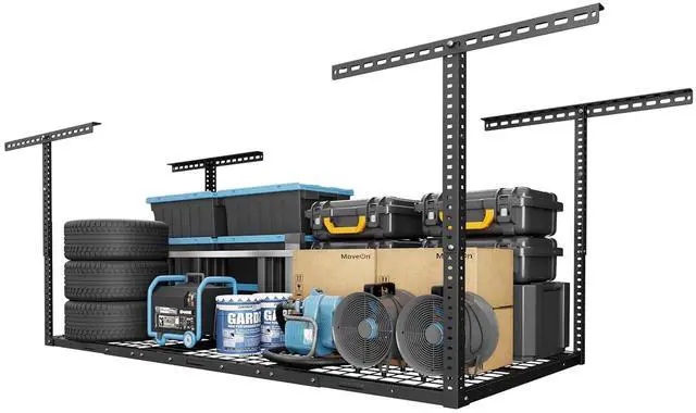 Main image of 3x6 Overhead Garage Storage Adjustable Ceiling Rack 72" Length x 36" Width x 40" Height, 450lbs Weight Capacity, Hammertone, Classic Series