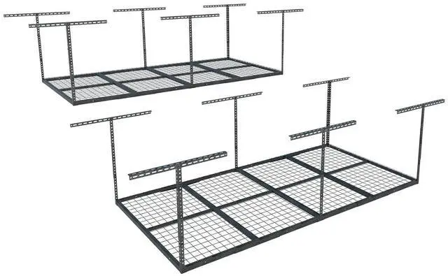 Main image of 4x8 Overhead Garage Storage Rack, Adjustable Organization System, Heavy-Duty Metal Ceiling Racks, 2 Pack, Hammertone, Classic Series