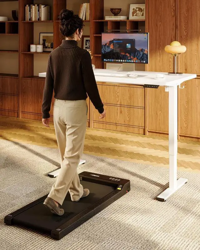 Alt view image 6 of 7 - EN1 One-Piece Standing Desk, 48"x24" Seamless Desktop Electric Height Adjustable Desk for Home Office, Multi-Monitor Setups & Easy Assembly, White