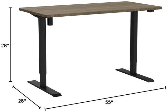 Alt view image 3 of 7 - EN1 One-Piece Standing Desk, Electric Adjustable with 4 Memory Presets, 176 LBS Capacity, Stable & Quiet, Seamless Desktop for Home Office & Dual Monitors, 55"x28" Black Walnut