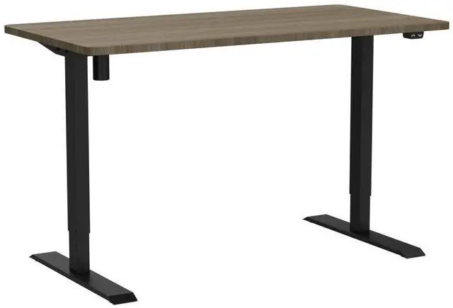 Alt view image 6 of 7 - EN1 One-Piece Standing Desk, Electric Adjustable with 4 Memory Presets, 176 LBS Capacity, Stable & Quiet, Seamless Desktop for Home Office & Dual Monitors, 55"x28" Black Walnut
