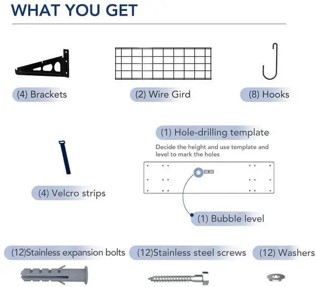 Alt view image 7 of 7 - Garage Wall Shelving, 2-Pack 1x3 ft, Includes 8 Bike Hooks, Wall Shelf Garage Organization System w/Bike Hangers, Storage Rack, Floating Shelves, 300 lbs Weight Capacity, Classic Series