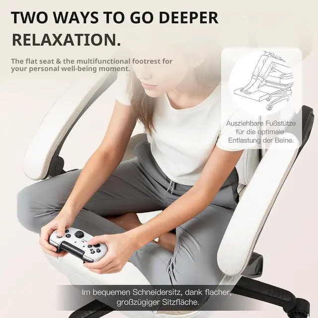 Alt view image 5 of 7 - Dowinx Gaming Chair Breathable Fabric Game Chair with Gel Pad and Storage Bag, Comfortable Gamer Chair with Pocket Spring Cushion,Ergonomic Computer Chair with Footrest,Beige