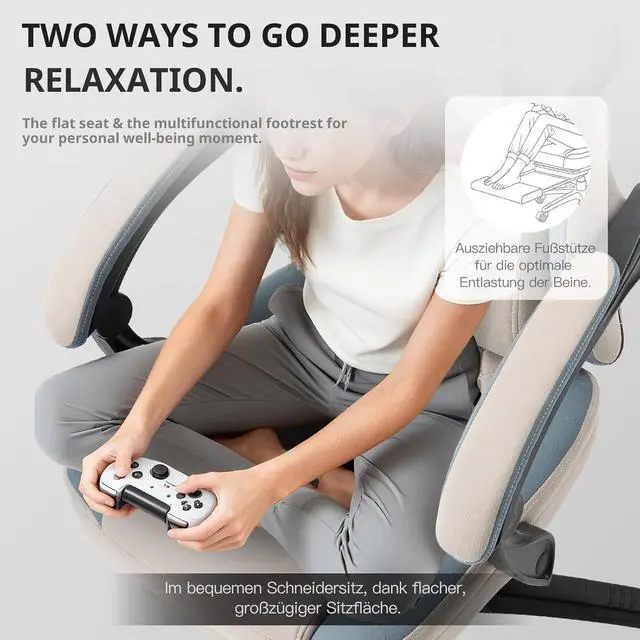 Alt view image 7 of 7 - Dowinx Gaming Chair Breathable Fabric Game Chair with Gel Pad and Storage Bag, Comfortable Gamer Chair with Pocket Spring Cushion,Ergonomic Computer Chair with Footrest,Grey