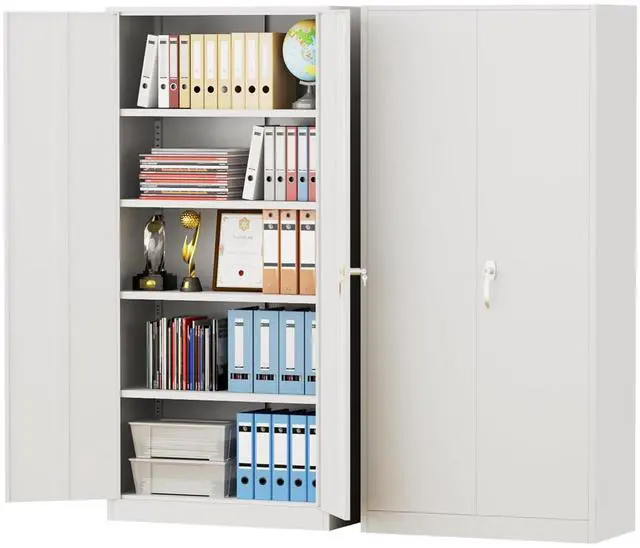 Main image of Metal Storage Cabinet, 72" Garage Cabinet with Doors and Shelves Lockable Steel Multifunctional Cabinets, White File Cabinets for Home, Office, Warehouse