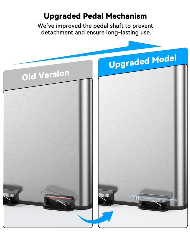 Alt view image 5 of 7 - Dual Trash and Recycling Bins for Kitchen, 13.2 + 5.2 Gal (50+20L) Stainless Steel Trash and Recycle Bin Combo with Soft-Close Lid, Large Garbage Cans for Kitchen Home with 2 Magnets Sticker, Silver