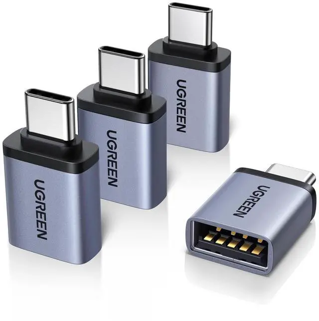 Main image of USB C to USB Adapter 4 Pack, 10Gbps USBC Male to USB 3.2 Female Adapter, Type C USB C Adapter for MacBook Pro,iMac,iPhone 17 16 15 Pro Max,iPad Pro, Thunderbolt 4, Samsung,Space Gray