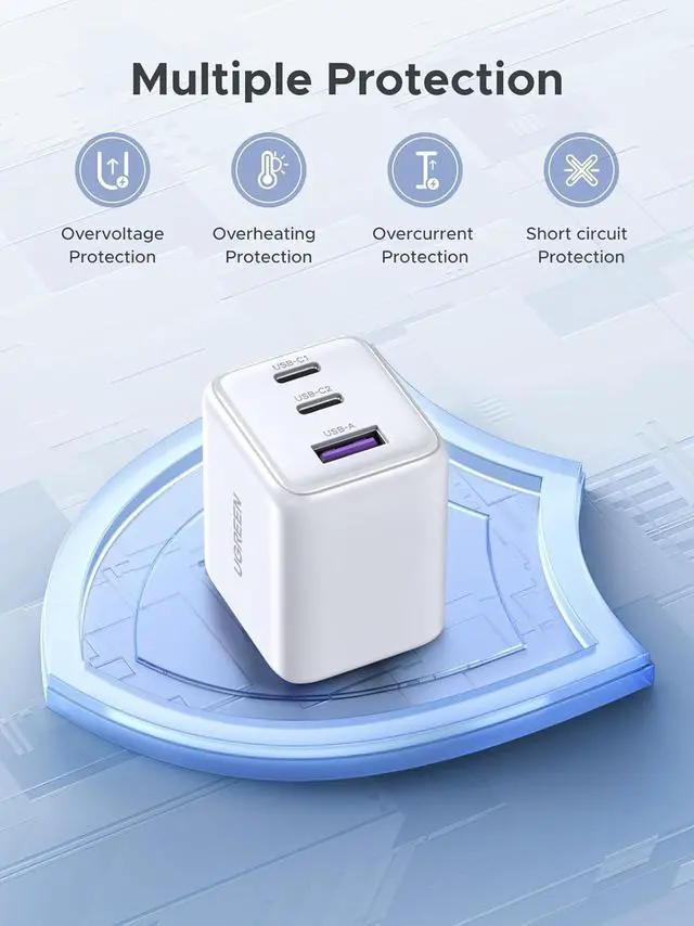 Alt view image 6 of 7 - 3-Port 30W USB C Charger, GaN II Compact iPhone Charger Fast Charging, Type C Power Adapter for iPhone 17/16/15 Series, Galaxy S26/S25/24/23, iPad, White