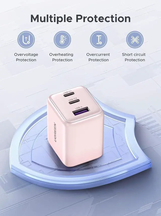 Alt view image 6 of 7 - 3-Port 30W USB C Charger, GaN II Compact iPhone Charger Fast Charging, Type C Power Adapter for iPhone 17/16/15 Series, Galaxy S26/S25/24, iPad, MacBook Neo/Air, Pink