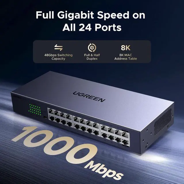 Alt view image 6 of 7 - UGREEN 24 Port Gigabit Switch, Rackmount 4 Mode Plug & Play Ethernet Switch