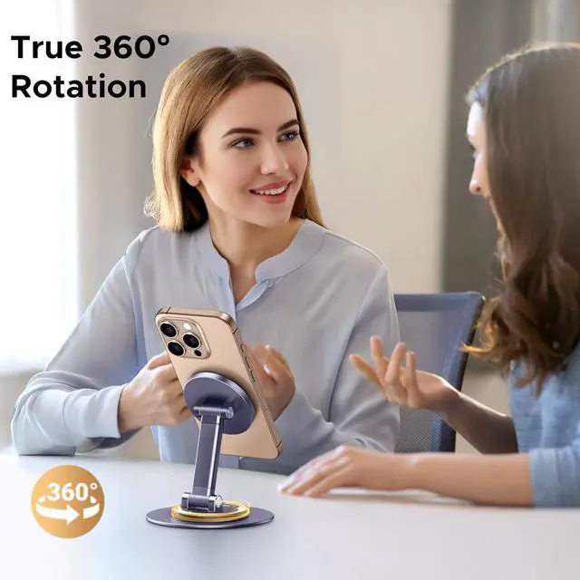 Alt view image 3 of 7 - UGREEN Magnetic Phone Stand for MagSafe, Height Adjustable iPhone Stand for Desk with 360° Rotation Compatible for iPhone 17 Air 16 Pro 15 Pro Max 14 Plus 13 12 and MagSafe Case, Grey