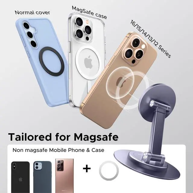 Alt view image 7 of 7 - UGREEN Magnetic Phone Stand for MagSafe, Height Adjustable iPhone Stand for Desk with 360° Rotation Compatible for iPhone 17 Air 16 Pro 15 Pro Max 14 Plus 13 12 and MagSafe Case, Grey