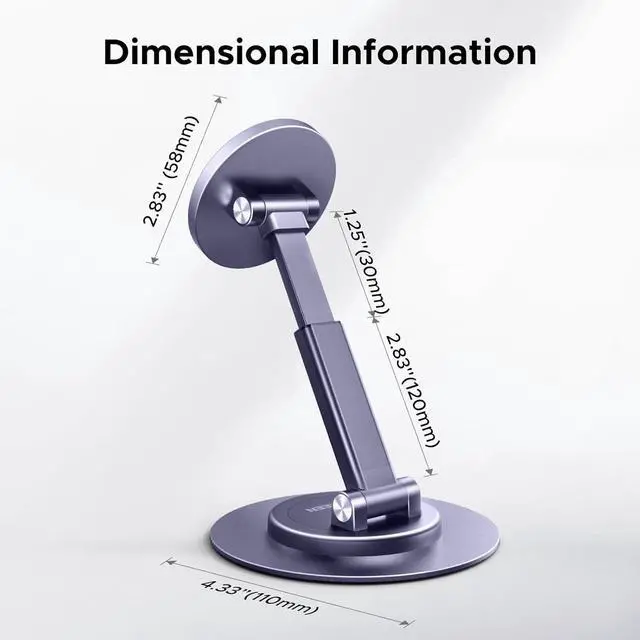 Alt view image 6 of 7 - UGREEN Magnetic Phone Stand for MagSafe, Height Adjustable iPhone Stand for Desk with 360° Rotation Compatible for iPhone 17 Air 16 Pro 15 Pro Max 14 Plus 13 12 and MagSafe Case, Grey