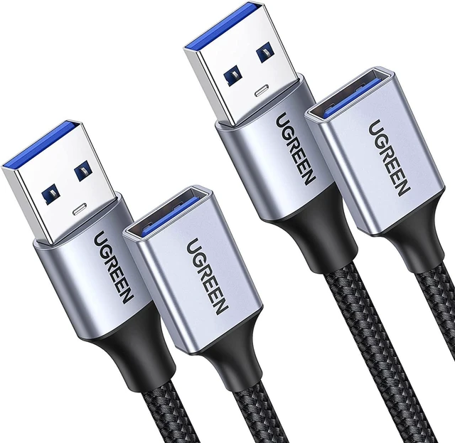 Main image of UGREEN 2 Pack USB Extension Cable, (6 FT+ 6 FT) USB Extender USB 3.0 Extension Cable Nylon Braided Compatible with Webcam, Camera, Phone, hub, Mouse, Keyboard, Printer, Hard Drive, Headset