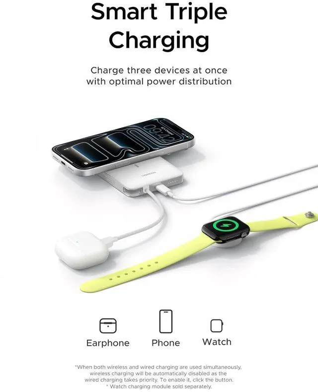Alt view image 6 of 7 - UGREEN Magflow Air 10000mAh Qi2 15W Wireless Power Bank Built-in Cable | Built-in USB-C cable, 30W PD, Qi2 15W wireless. MagSafe. Ultra-slim for iPhone 17/16/15/14 Pro Max.