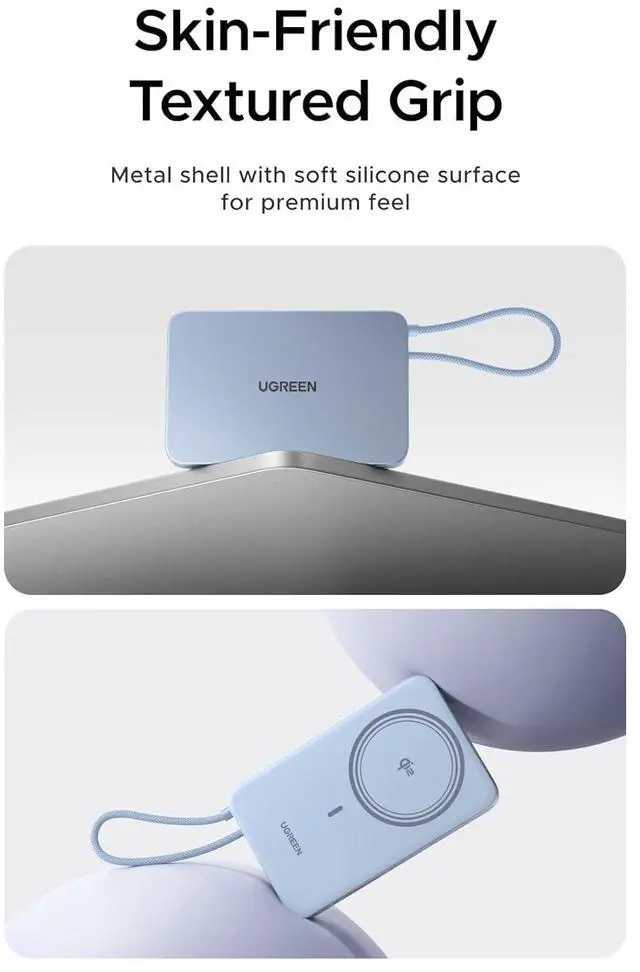 Alt view image 7 of 7 - Magflow Air Qi2 Magnetic Power Bank 10000mAh, 15W Wireless Portable Charger with Built-in USB-C Cable, 30W Fast Charging Battery Pack, MagSafe Compatible for iPhone 17/16/15/14 Pro Max, Blue