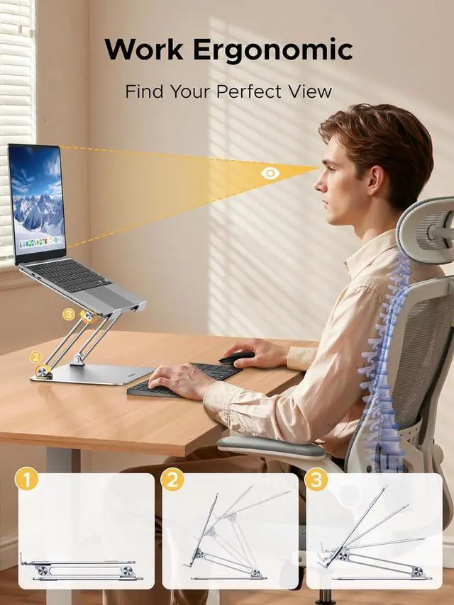 Alt view image 2 of 7 - UGREEN Portable Laptop Stand for Desk, Adjustable Computer Stand