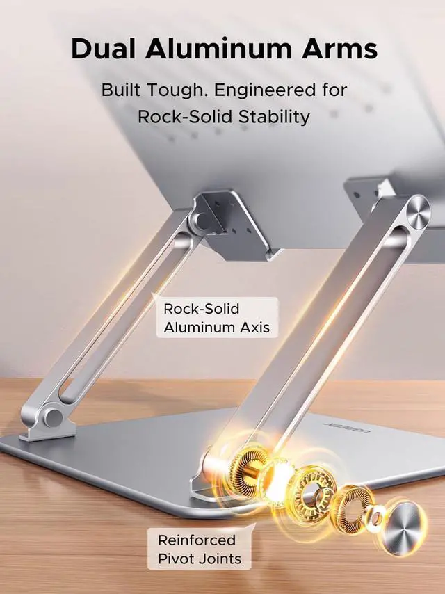 Alt view image 3 of 7 - UGREEN Portable Laptop Stand for Desk, Adjustable Computer Stand