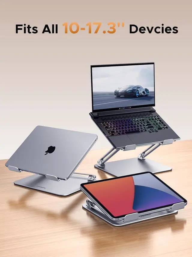 Alt view image 7 of 7 - UGREEN Portable Laptop Stand for Desk, Adjustable Computer Stand