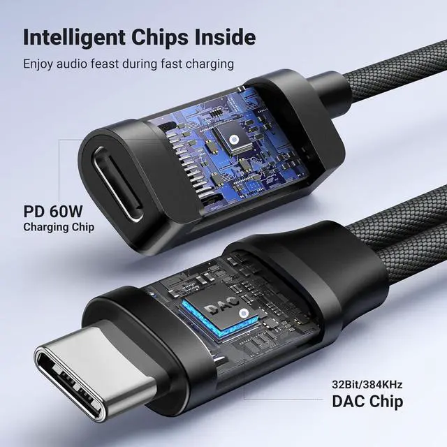 Alt view image 5 of 7 - Magnetic USB C to 3.5mm Audio Adapter and Charger 2 in 1 Hi-Res 32bit/384kHz Aux to USB C with PD 60W Fast Charging Dongle Cable for iPhone 17 Pro Max, Switch 2, Galaxy S26Ultra, iPad Pro
