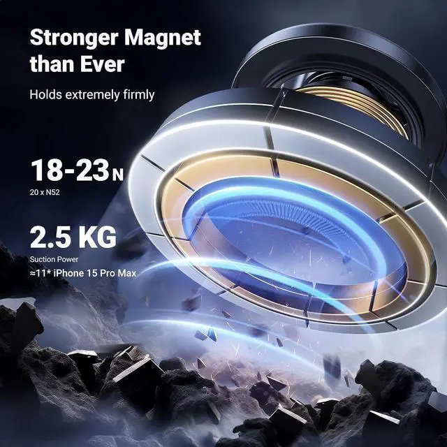 Alt view image 3 of 7 - Car Phone Mount for Magsafe Air Vent Car Mount Magnetic Phone Holder Compatible with iPhone 17 16 15 14 13 12 Pro Max, Strongest Magnet Black