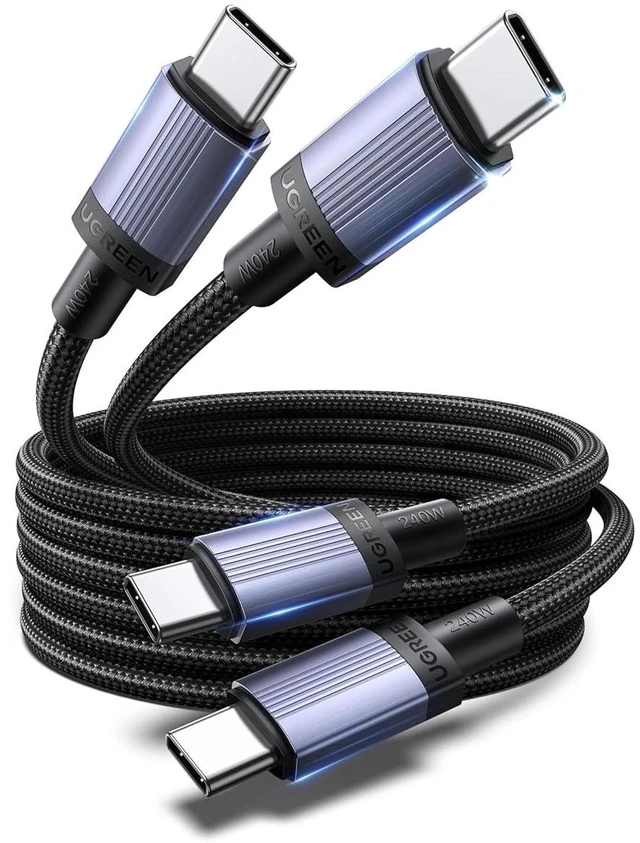 Main image of 240W USB C Cable 2-Pack, Fast Charging for Laptops & Phones, 10FT