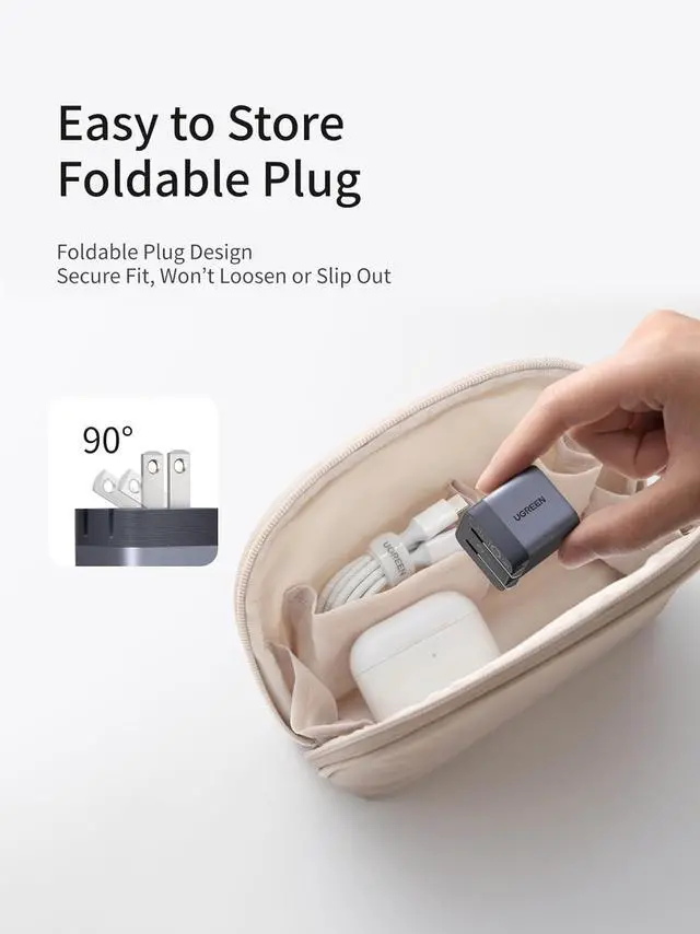 Alt view image 4 of 7 - Nexode Air 45W USB C Charger Block, Foldable Plug Ultra Mini GaN Charger Fast Charging, Travel Essentials Wall Charger for iPhone 17 16, Galaxy S26/S25, iPad, Pixel, MacBook Air/Neo, Grey