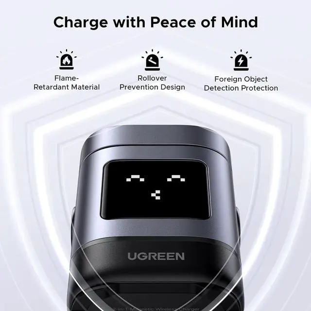Alt view image 5 of 7 - UGREEN Uno Qi2 15W 2-in-1 Foldable Wireless Charger Stand
