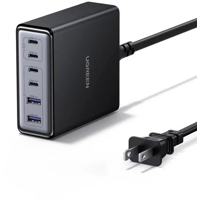 Main image of UGREEN 100W USB C Charging Station, 6-Port GaN Desktop Charger with 4 USB-C & 2 USB-A, Smart Power Distribution for MacBook Pro/Air, Dell XPS, iPad, iPhone 17/16/15, Galaxy S25/S24, Pixel 10/9