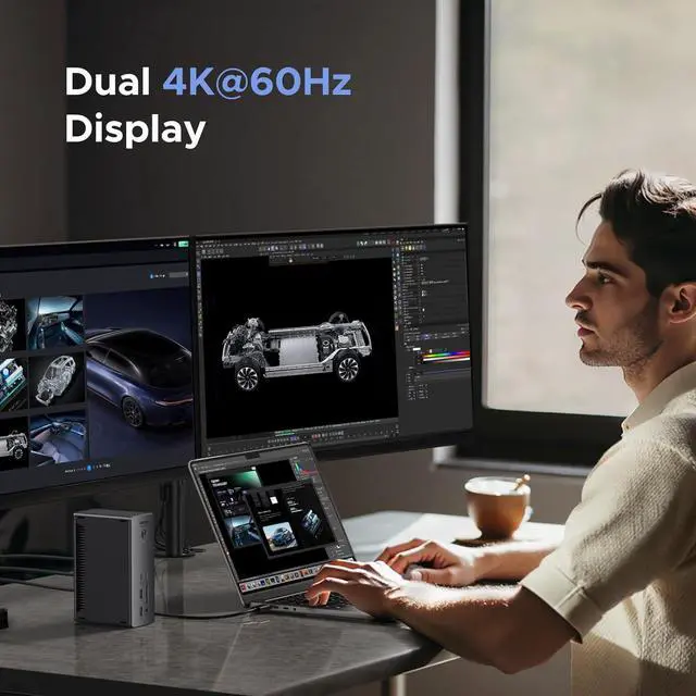 Alt view image 4 of 7 - Thunderbolt 4 Dock 13-in-1 40Gbps Docking Station with Dual 4K@60Hz Single 8K Display, 90W Charging for Laptop, 2.5GbE, SD/TF 4.0. Revodok Max 213 for MacBook Surface Pro and More